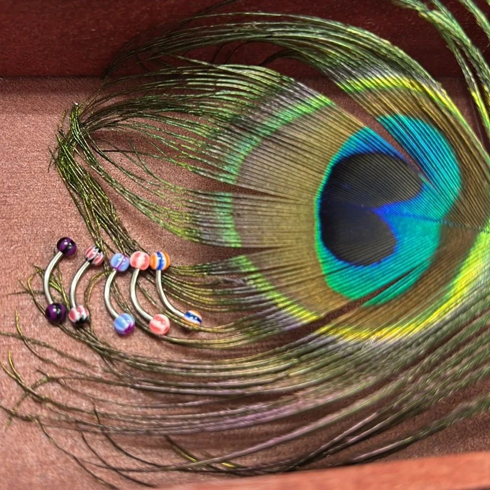 16g Curved Multi-Color Eyebrow Rings (660211) - Picture 2 of 4